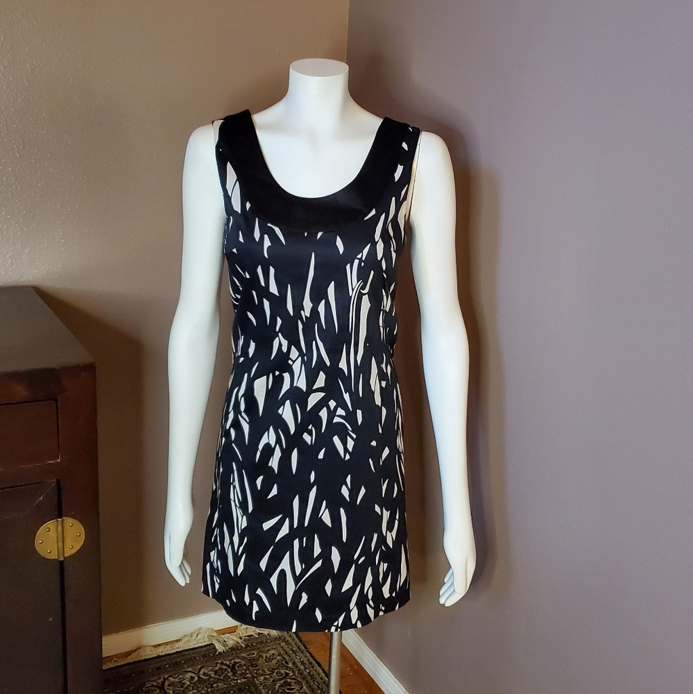WHBM black & white cotton sheath dress 0